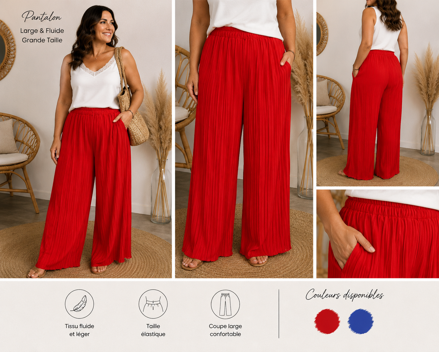 Pantalon Plissé Victoria Grande Taille