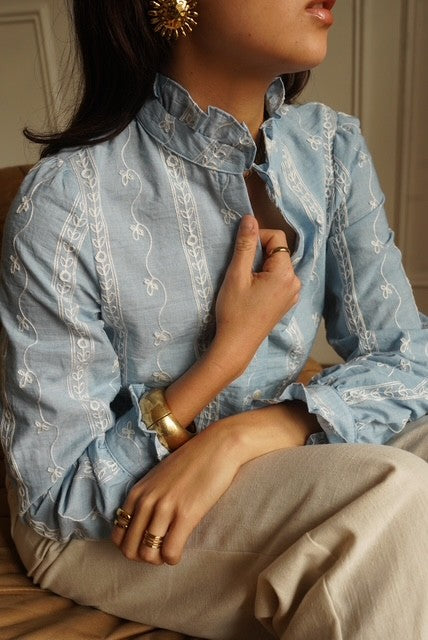 Chemise Céleste – broderies blanches