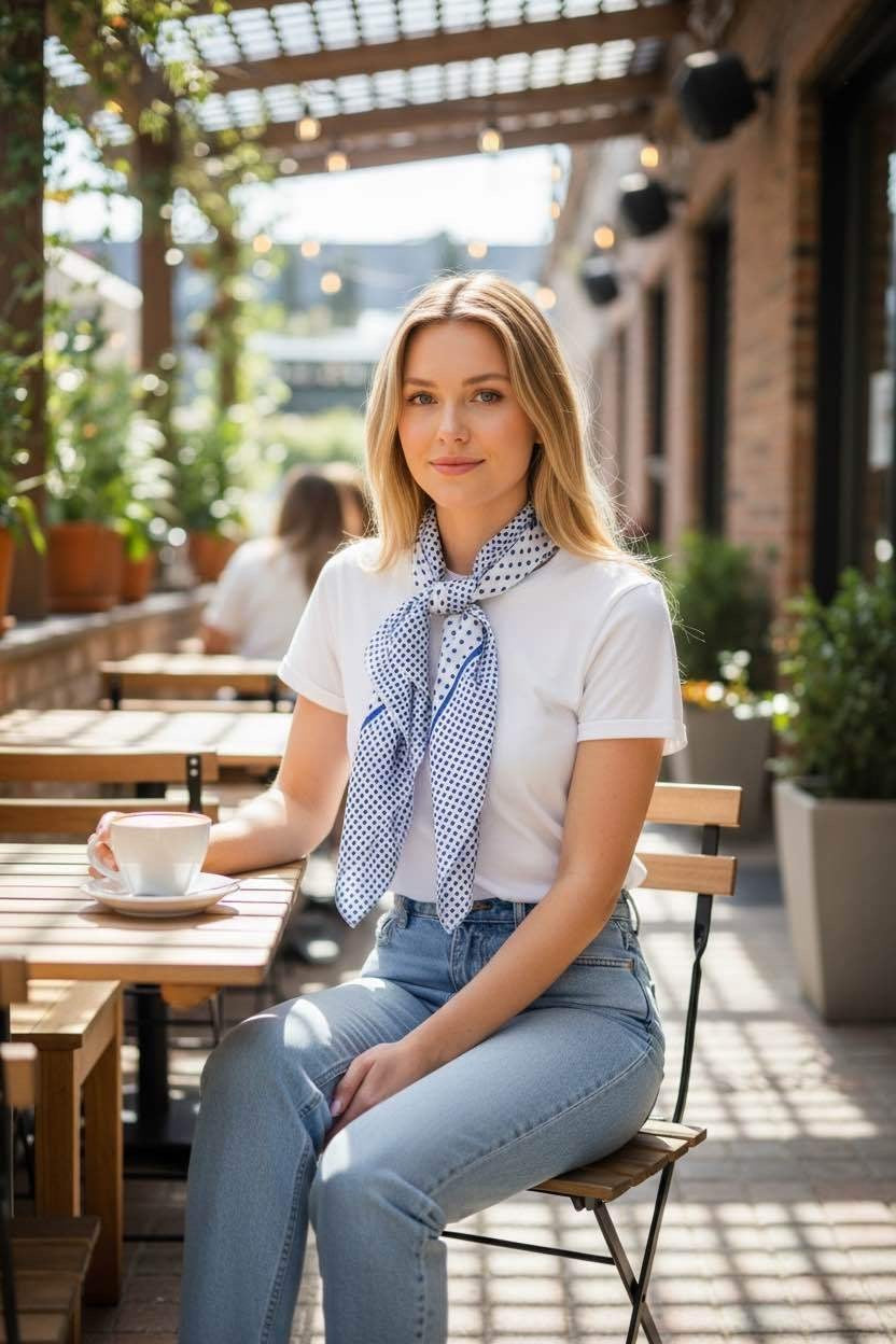 Foulard femme MARINELLE – Pois Bleu