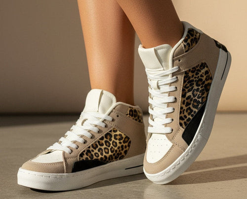 Baskets Léonore – Léopard & Beige