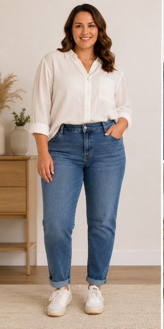 👖 Jean Gaspard – Mom Fit Grande Taille