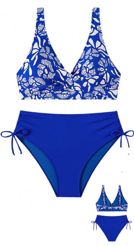 💙 Maillot de bain 2 pièces – Bleu imprimé