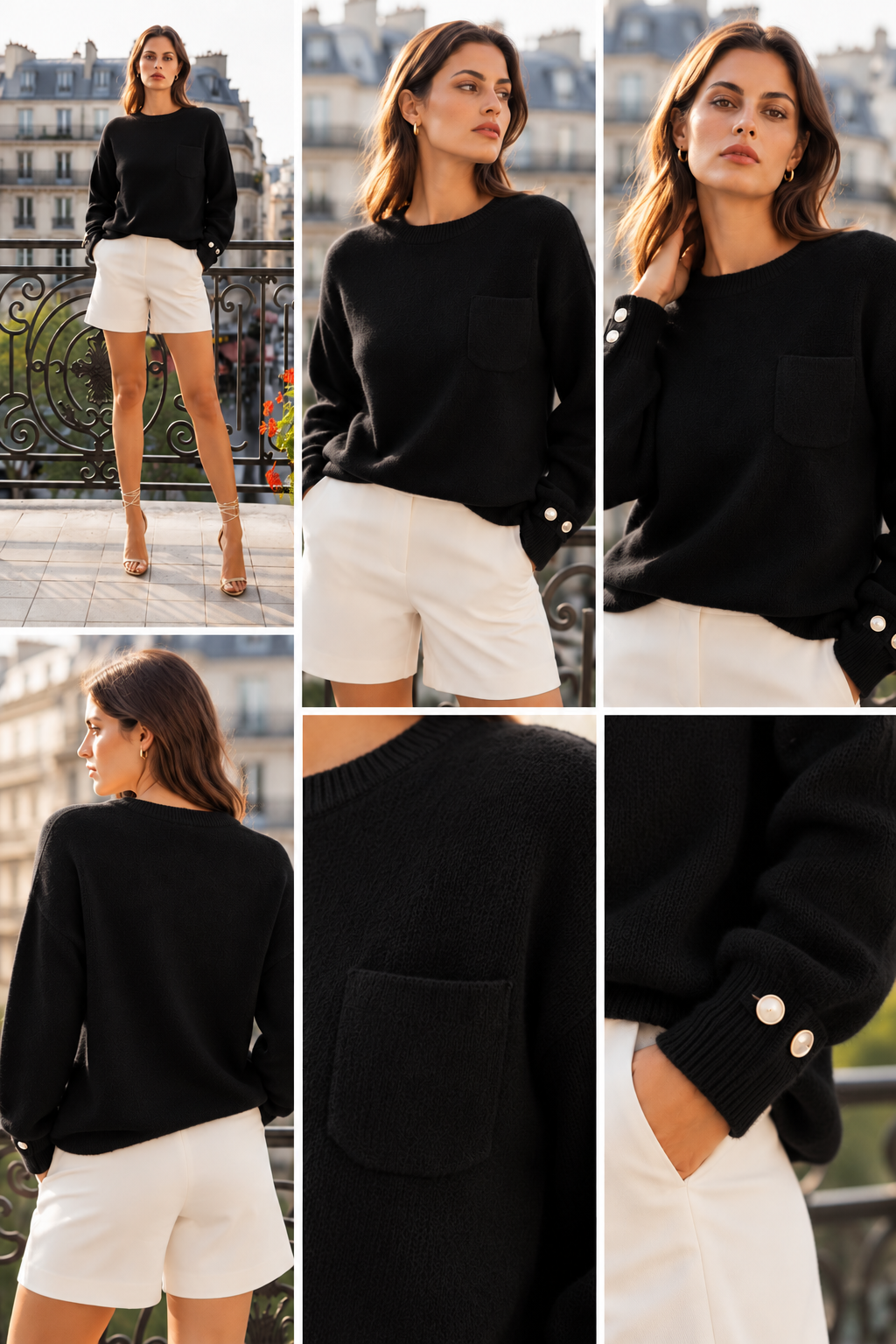 Pull Solène – Pull femme col rond avec poche poitrine