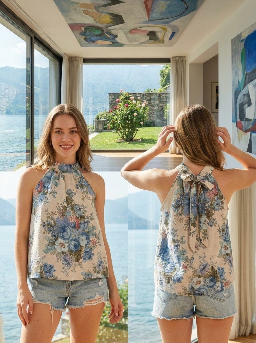 Top Halter Fleuri Camélia 🌸