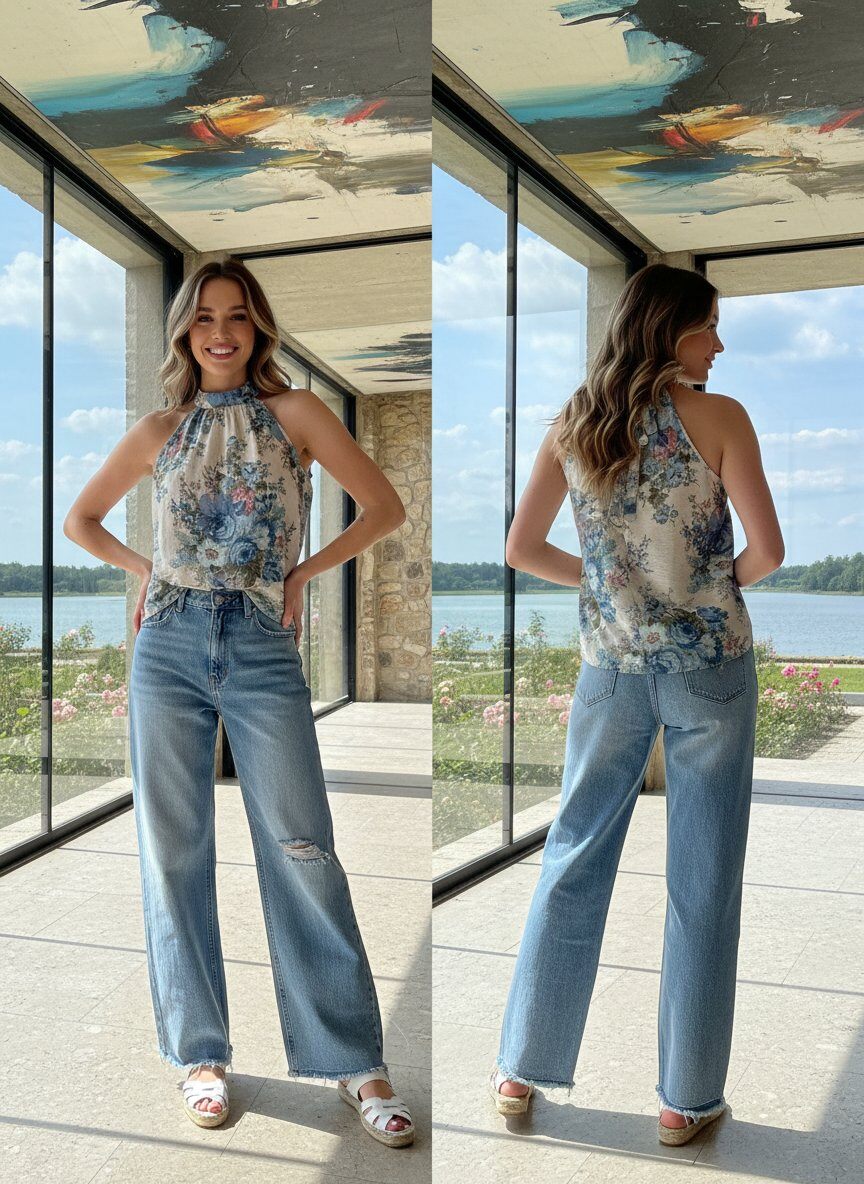 Top Halter Fleuri Camélia 🌸