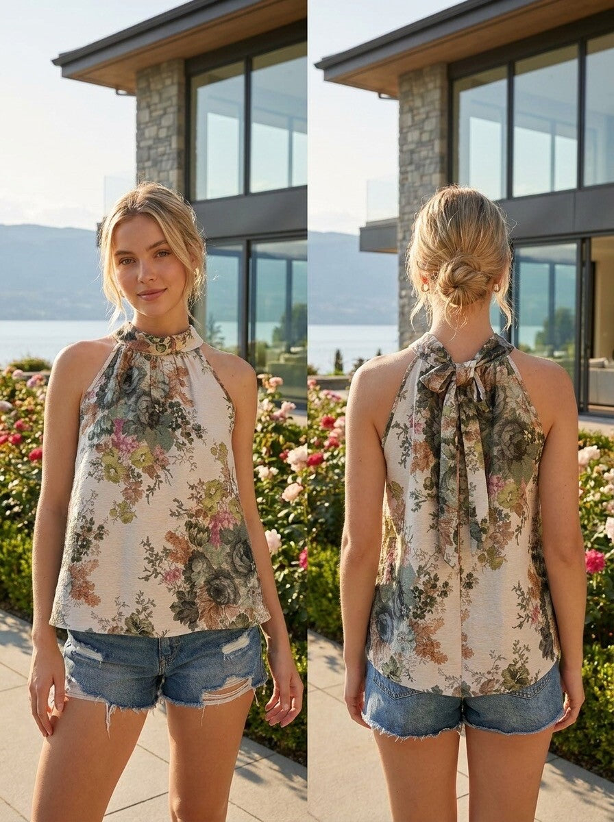 Top Halter Fleuri Camélia 🌸